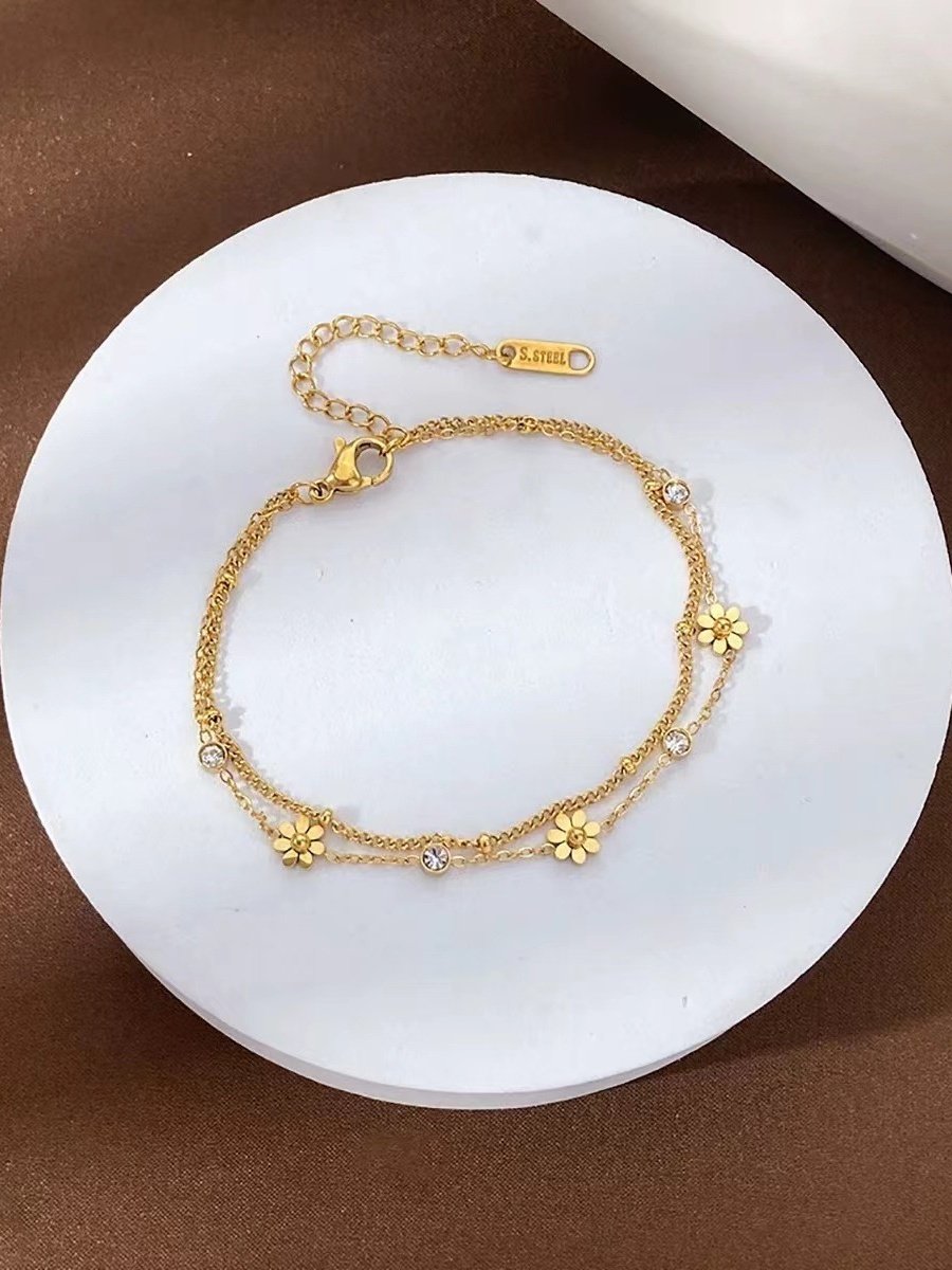 Bracelets Femmes Urbain Floral Toutes Les Saisons Forage à chaud Faire la navette Métal multicouche Bracelet
