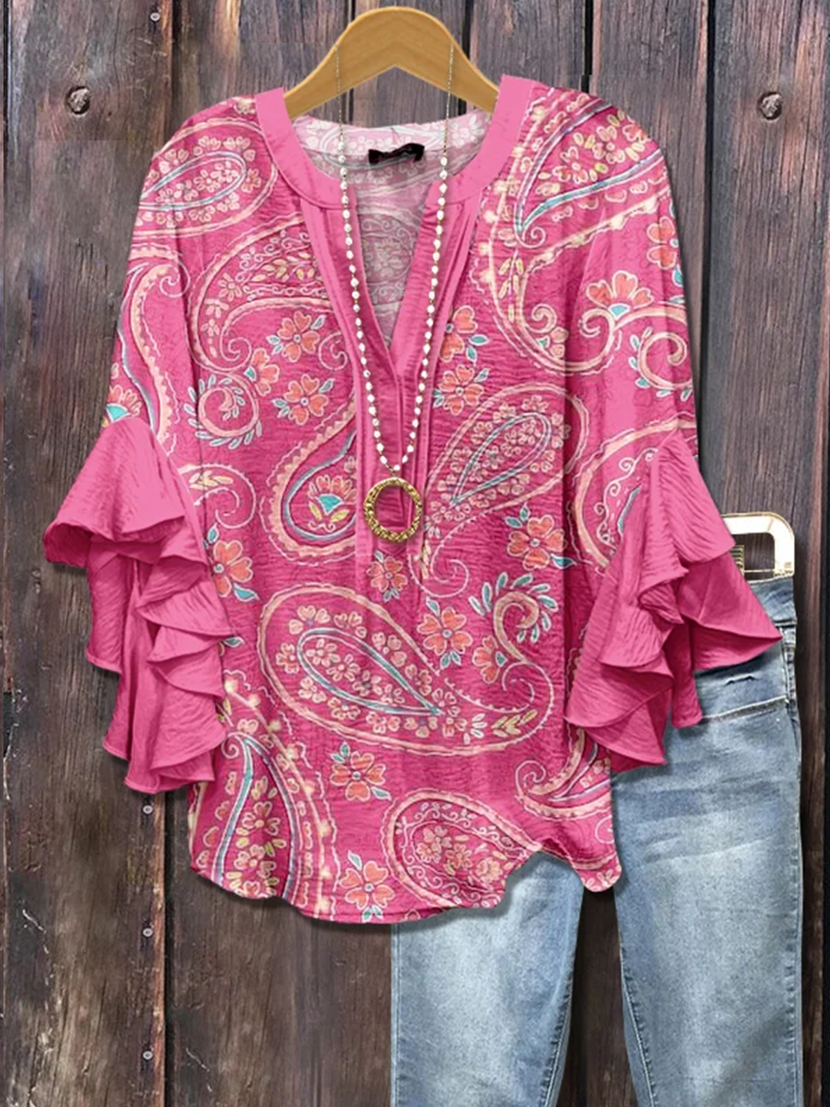 Blouses Fête Ethnique Géométrie Été Coton Col V Micro-élasticité Coupe Régulière Régulier Trapèze pour Femmes