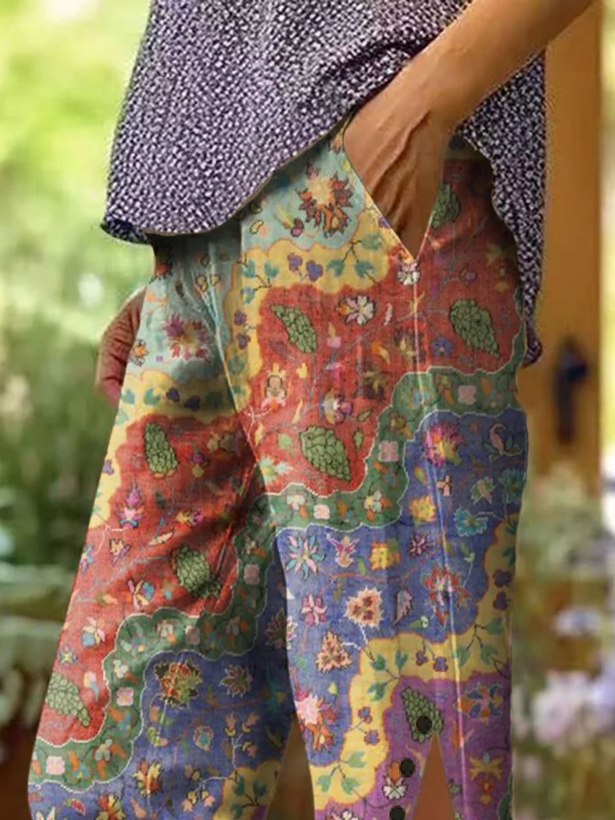 Pantalons Décontracté Ethnique Été Coton Micro-élasticité Coupe Régulière Plage Shorts Régulier Cinquième pantalon pour Femmes