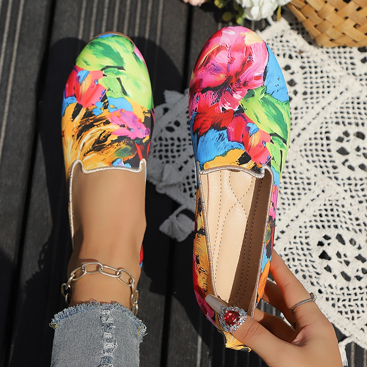 chaussure Accessoires Femmes Bloc de Couleur Cuir