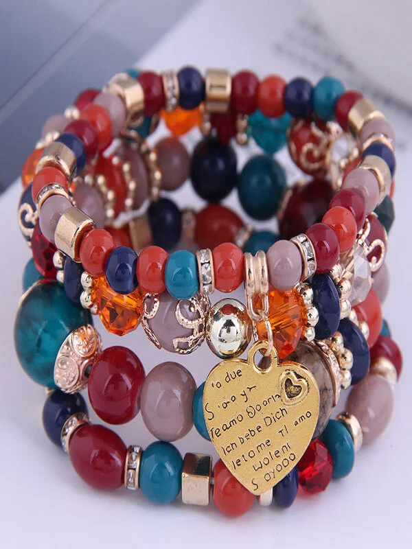 Bracelets Bloc de Couleur Sexy Toutes Les Saisons Joint Fendu Rendez-Vous Métal multicouche Bracelet pour Femmes