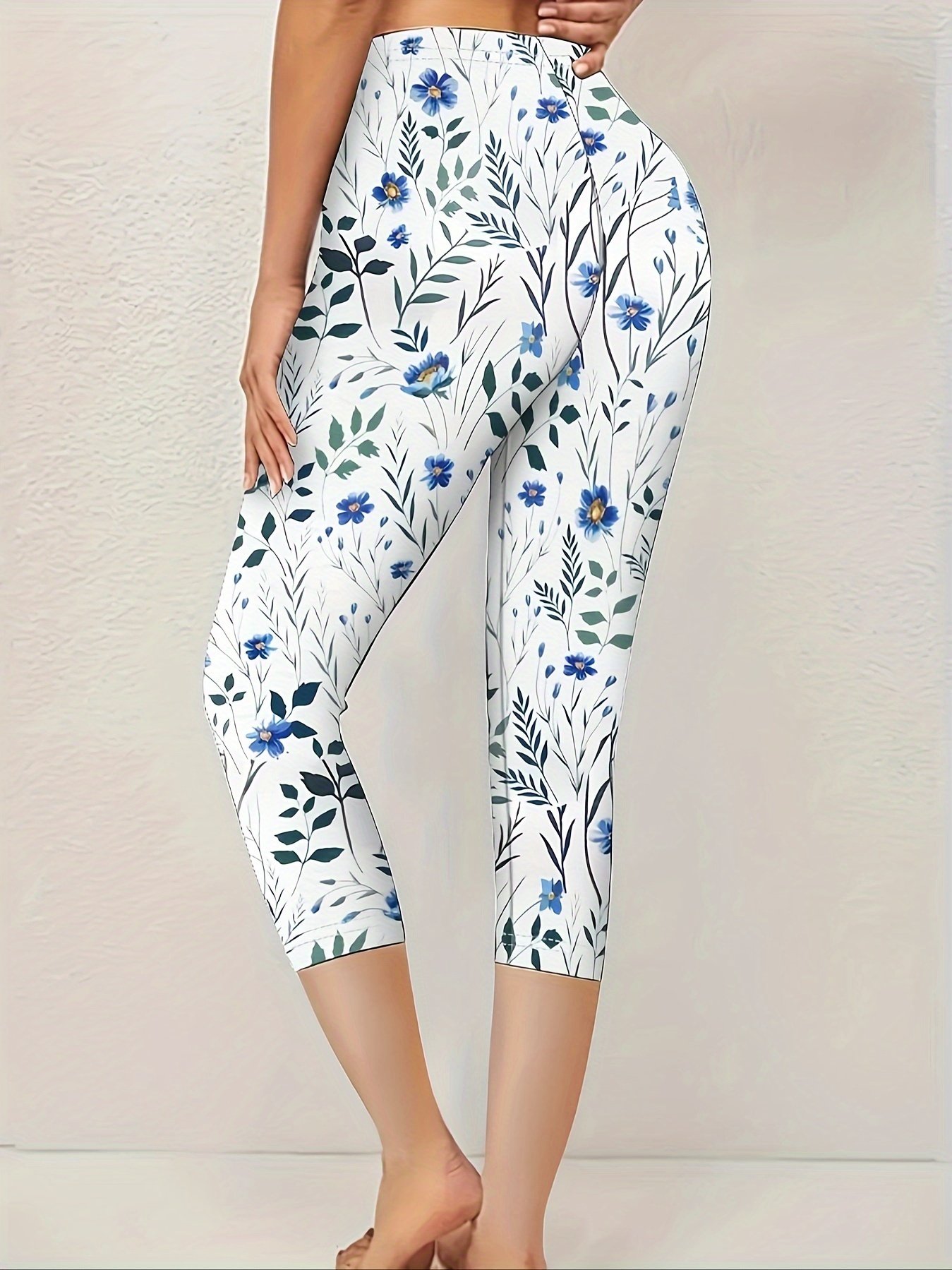 Pantalons Décontracté Floral Été Viscose Naturel Aucune élasticité Quotidien Legging Régulier pour Femmes
