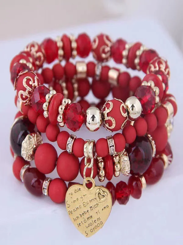 Bracelets Bloc de Couleur Sexy Toutes Les Saisons Joint Fendu Rendez-Vous Métal multicouche Bracelet pour Femmes