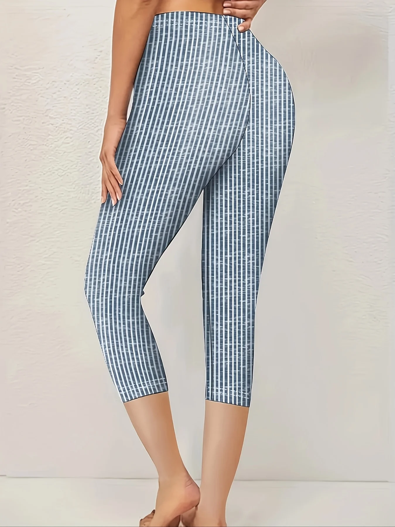 Pantalons Femmes Rayé Décontracté Été Viscose Naturel Aucune élasticité Quotidien Corsaire T.-N.-L.