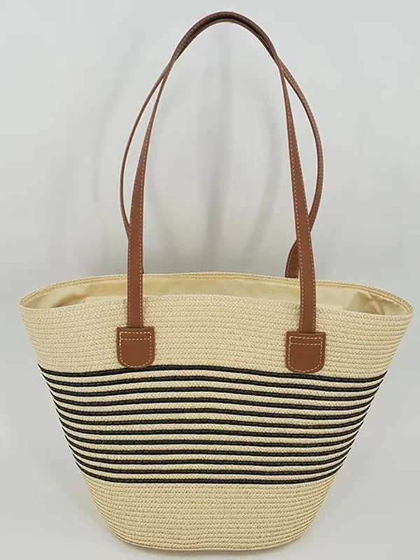 Sacs à Bandoulière Rayé Boho Toutes Les Saisons Zip Quotidien Paille Paille pour Femmes