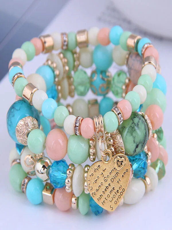 Bracelets Bloc de Couleur Sexy Toutes Les Saisons Joint Fendu Rendez-Vous Métal multicouche Bracelet pour Femmes