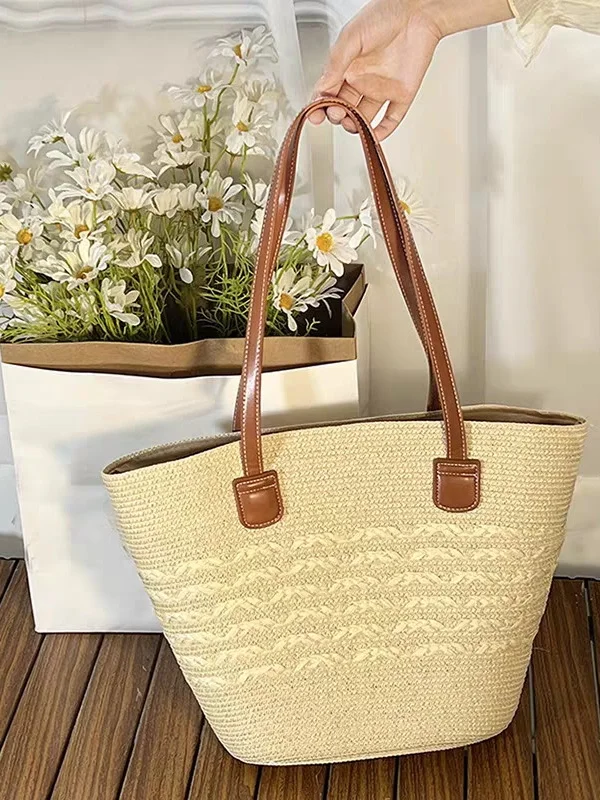 Sacs à Bandoulière Rayé Boho Toutes Les Saisons Zip Quotidien Paille Paille pour Femmes