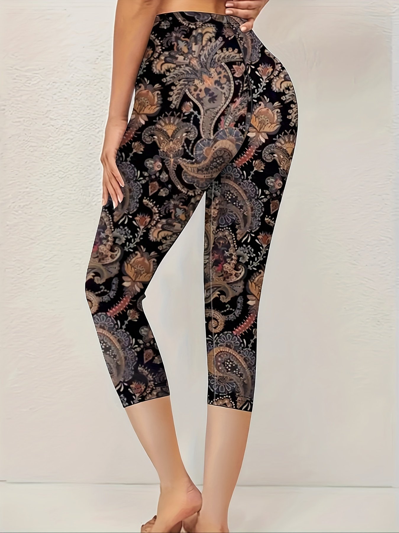 Pantalons Décontracté Floral Été Viscose Naturel Quotidien Corsaire Legging Régulier pour Femmes