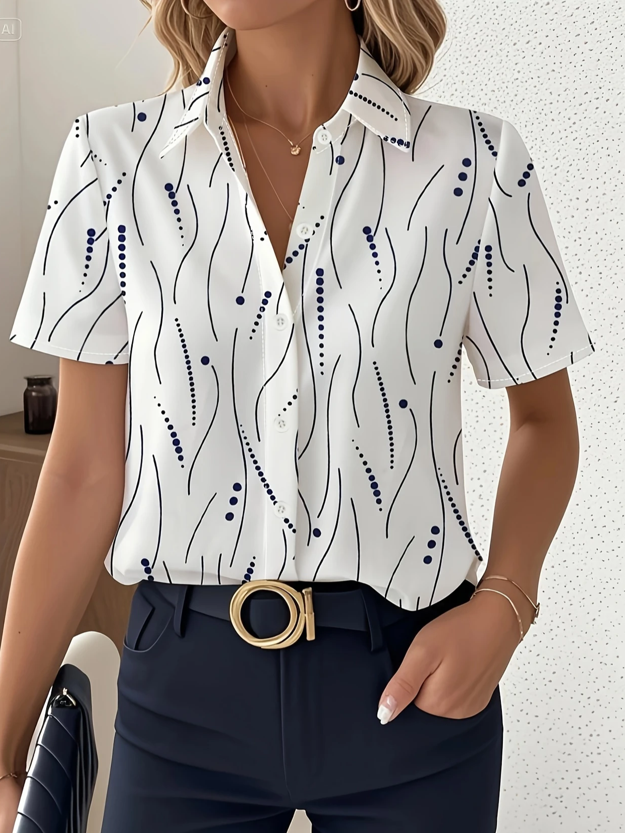 Chemises Décontracté Été Abstrait Rayé Polyester Quotidien Régulier Droit Régulier Col de Chemise pour Femmes