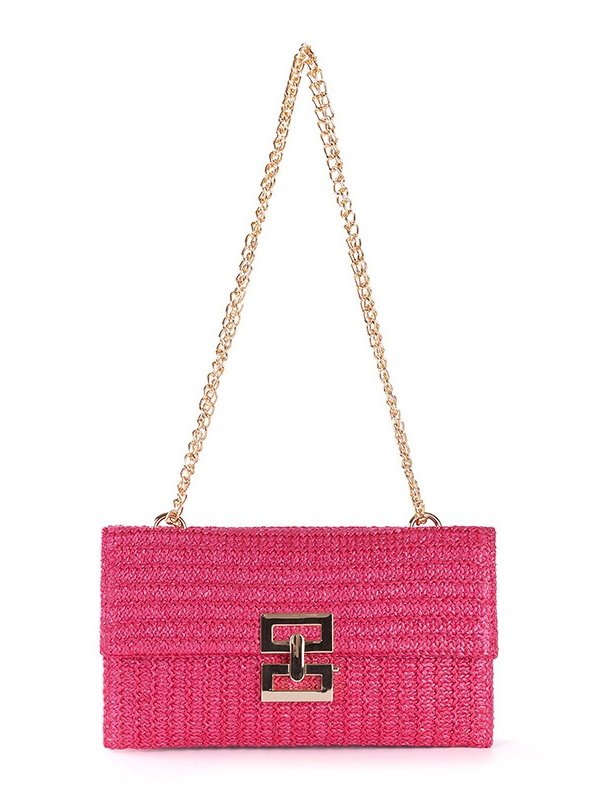Sacs à Bandoulière Bloc de Couleur Rétro Toutes Les Saisons Boucle en Métal Quotidien Paille Toile pour Femmes