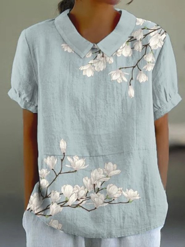 T-shirts Géométrique Urbain Été Imprimé Col Montant Micro-élasticité Domestique Régulier Droit pour Femmes