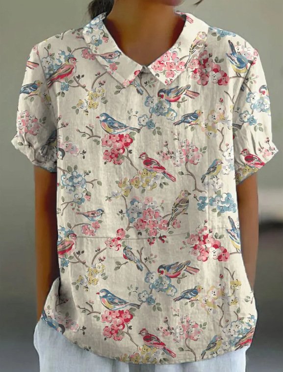 T-shirts Géométrique Urbain Été Imprimé Col Montant Micro-élasticité Domestique Régulier Droit pour Femmes