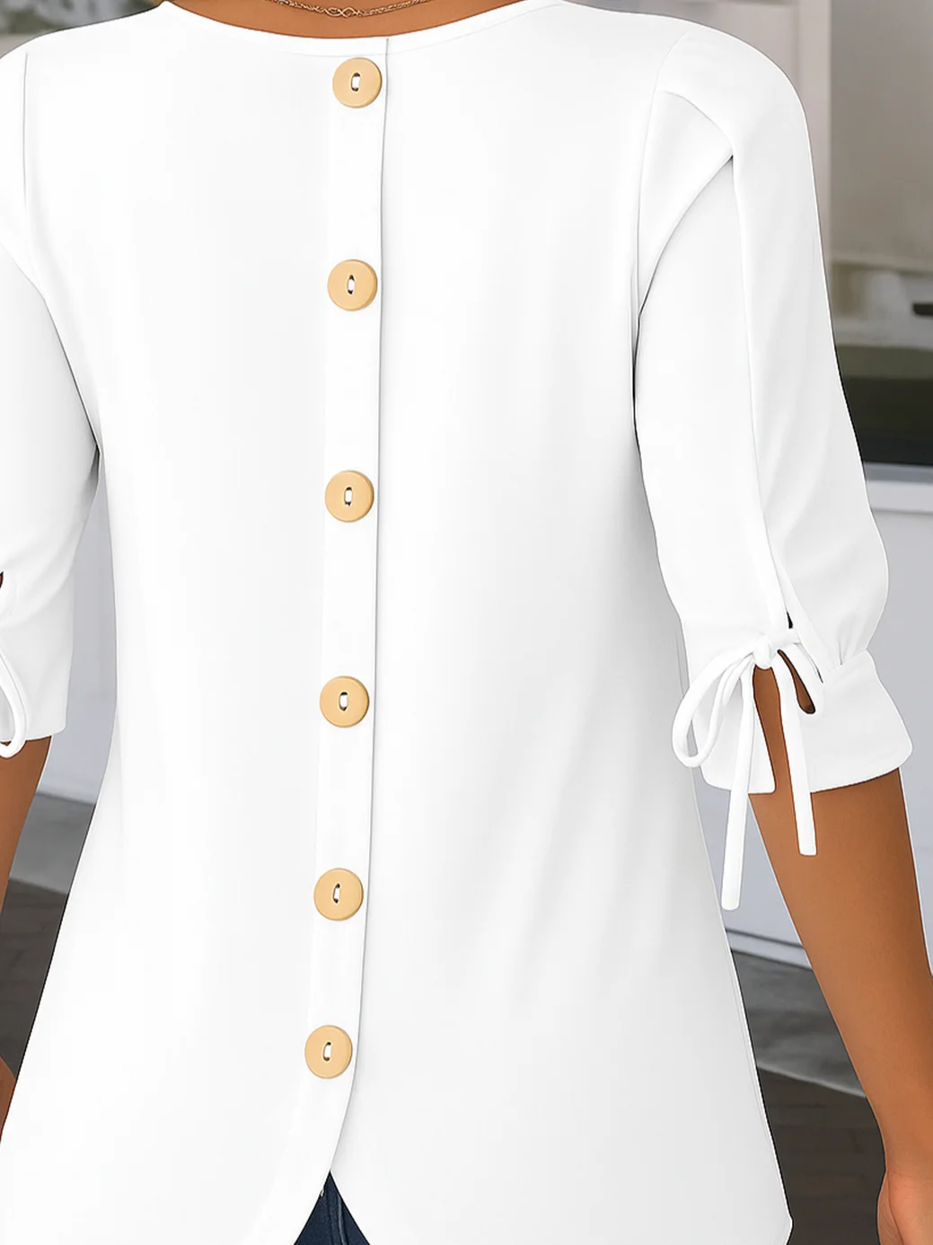 Chemises Décontracté Plain Été Polyester Micro-élasticité Quotidien Demi Manche Col Rond Droit pour Femmes