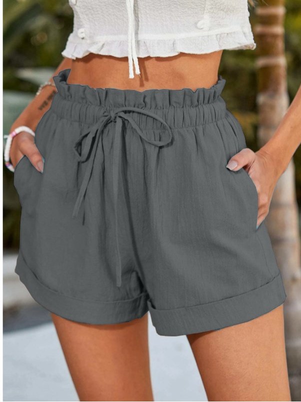 Shorts Femmes Simple Plain Été Quotidien Couture de poche Pantalon droit Shorts Droit Régulier