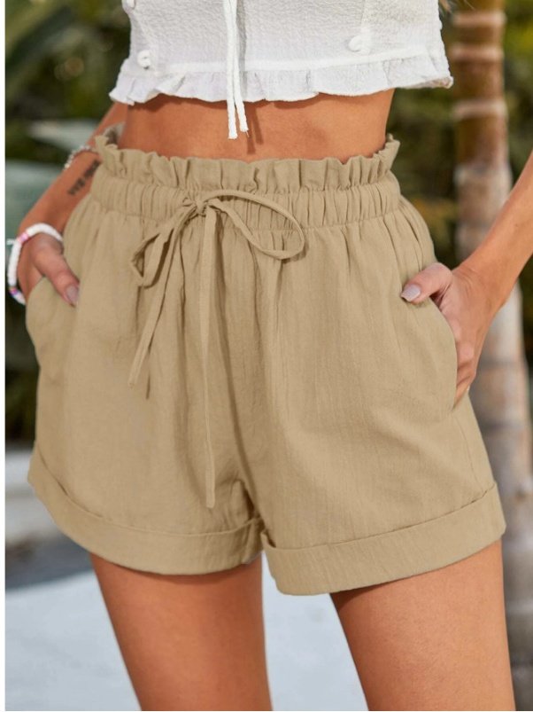 Shorts Femmes Simple Plain Été Quotidien Couture de poche Pantalon droit Shorts Droit Régulier