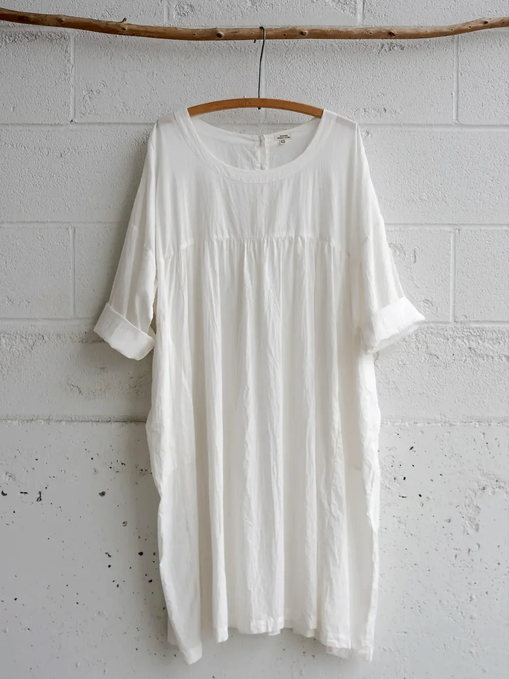 Femmes Plain Blanc Col Rond Confortable Robe Mi-Longue Décontracté