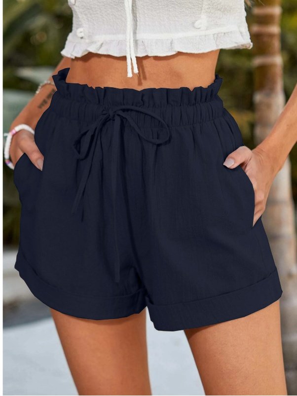 Shorts Femmes Simple Plain Été Quotidien Couture de poche Pantalon droit Shorts Droit Régulier
