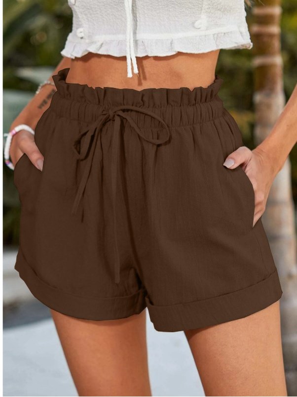 Shorts Femmes Simple Plain Été Quotidien Couture de poche Pantalon droit Shorts Droit Régulier