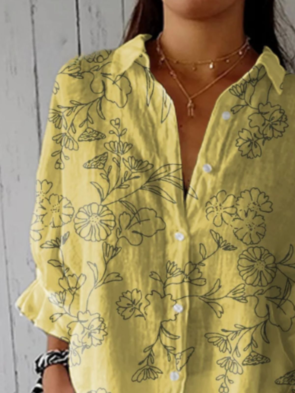 Chemises Femmes Simple Floral Printemps / Automne Polyester Domestique Coupe Régulière Régulier Trapèze Régulier