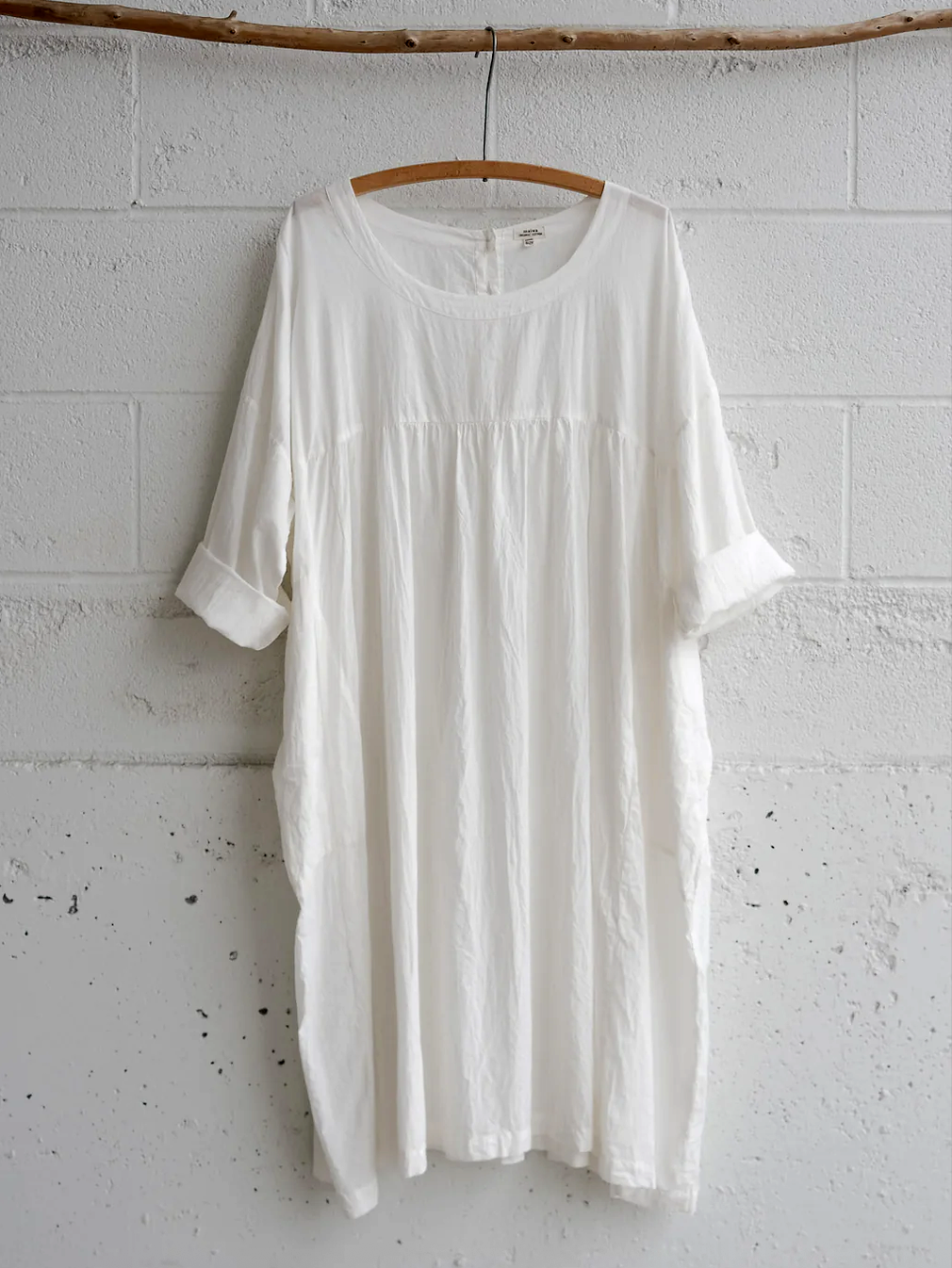 Femmes Plain Blanc Col Rond Confortable Robe Mi-Longue Décontracté
