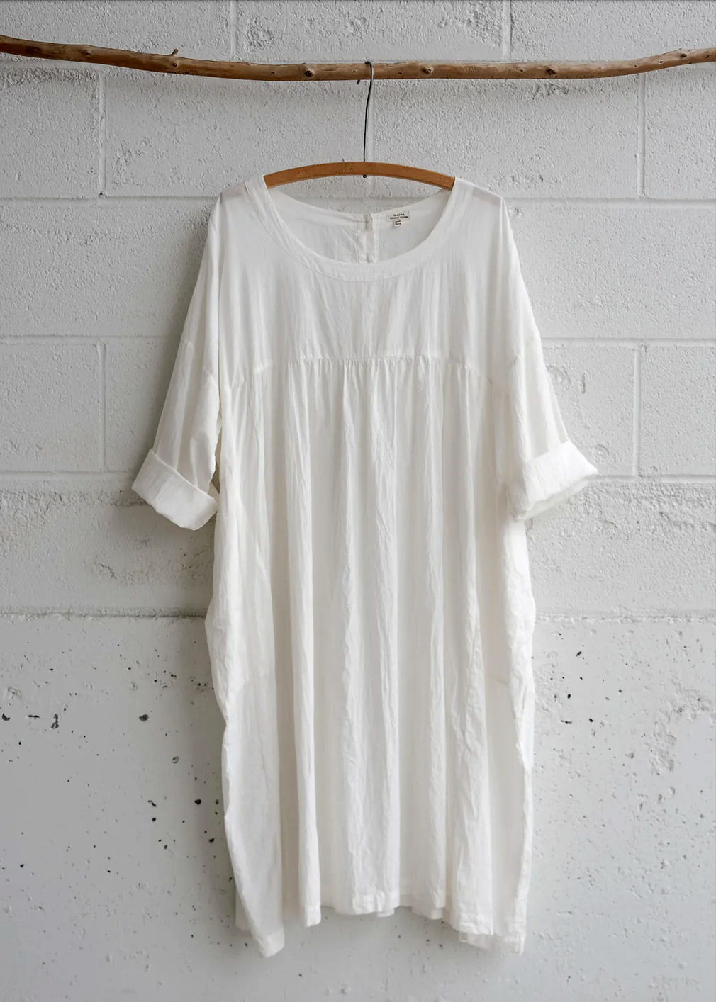 Femmes Plain Blanc Col Rond Confortable Robe Mi-Longue Décontracté