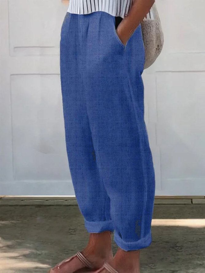 Pantalons Décontracté Plain Printemps / Automne Polyester Imprimé Ample Long Droit Pantalon baggy pour Femmes