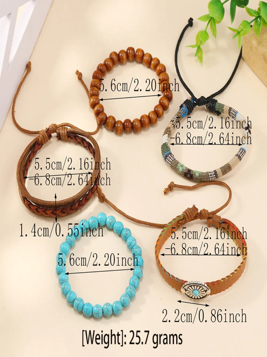 Bracelets Ethnique Plain Toutes Les Saisons Tressé Vacances en Bois multicouche Bracelet pour Femmes