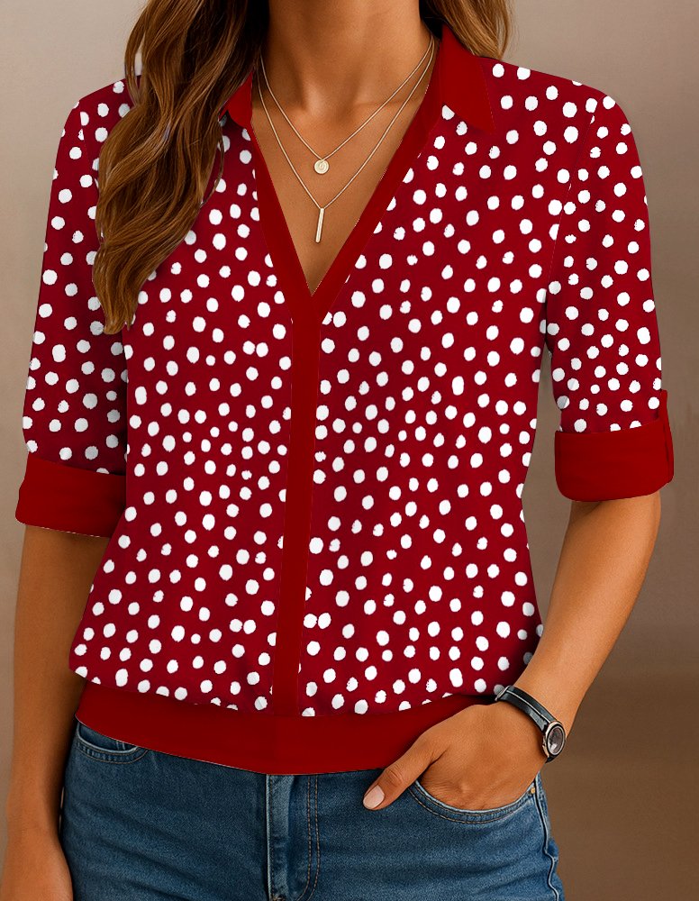 Chemises Femmes Décontracté Floral Printemps / Automne Polyester Col V Quotidien Coupe Régulière Régulier Régulier