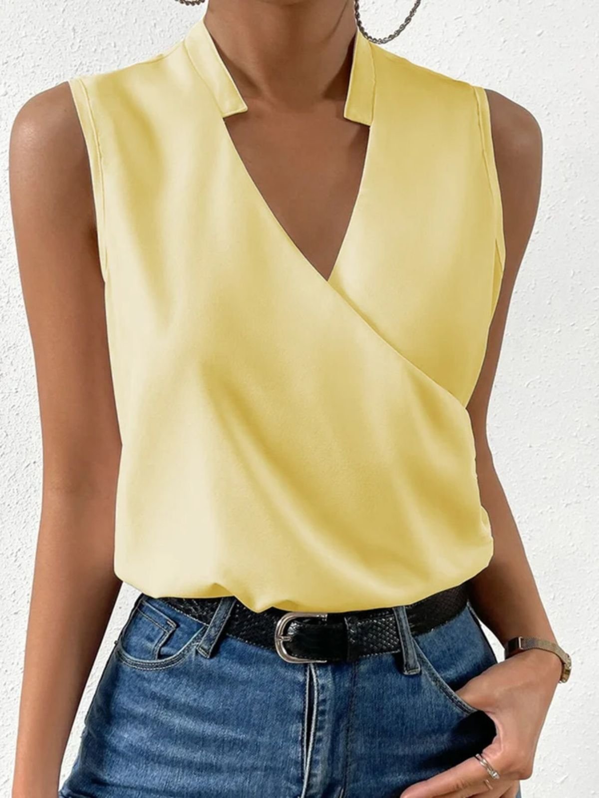 Top Débardeur Tops Femmes Élégant Plain Été Micro-élasticité Quotidien Coupe Régulière Sans Manches Régulier Régulier