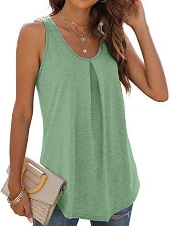 Top Débardeur Tops Plain Été Sportif Froncé Micro-élasticité Quotidien Coupe Régulière Régulier Droit pour Femmes