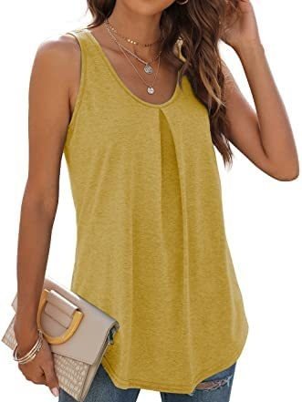 Top Débardeur Tops Plain Été Sportif Froncé Micro-élasticité Quotidien Coupe Régulière Régulier Droit pour Femmes