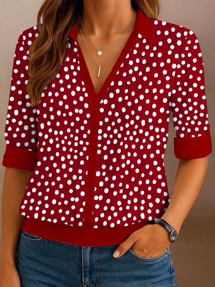 Chemises Femmes Décontracté Floral Printemps / Automne Polyester Col V Quotidien Coupe Régulière Régulier Régulier