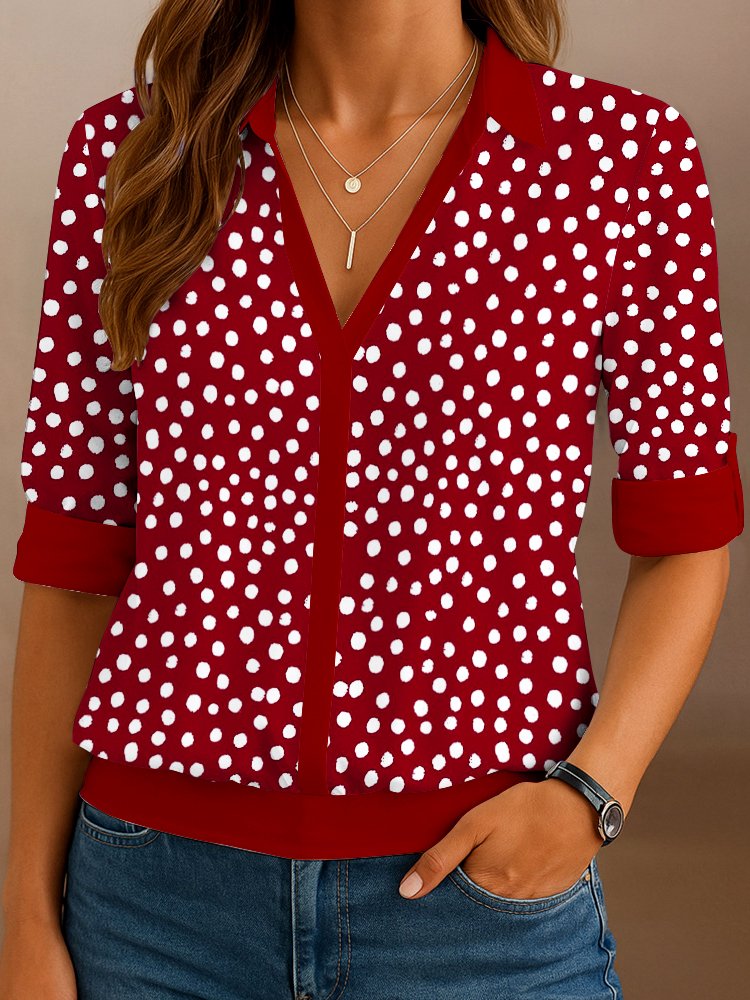 Chemises Femmes Décontracté Floral Printemps / Automne Polyester Col V Quotidien Coupe Régulière Régulier Régulier