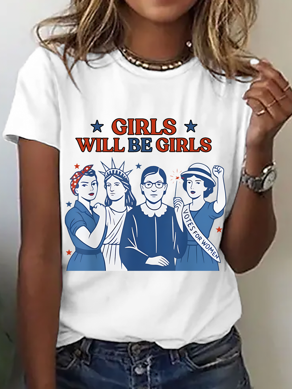 T-shirts Femmes Décontracté Été Lettres de texte Coton Quotidien Ample Manches Courtes Régulier Droit