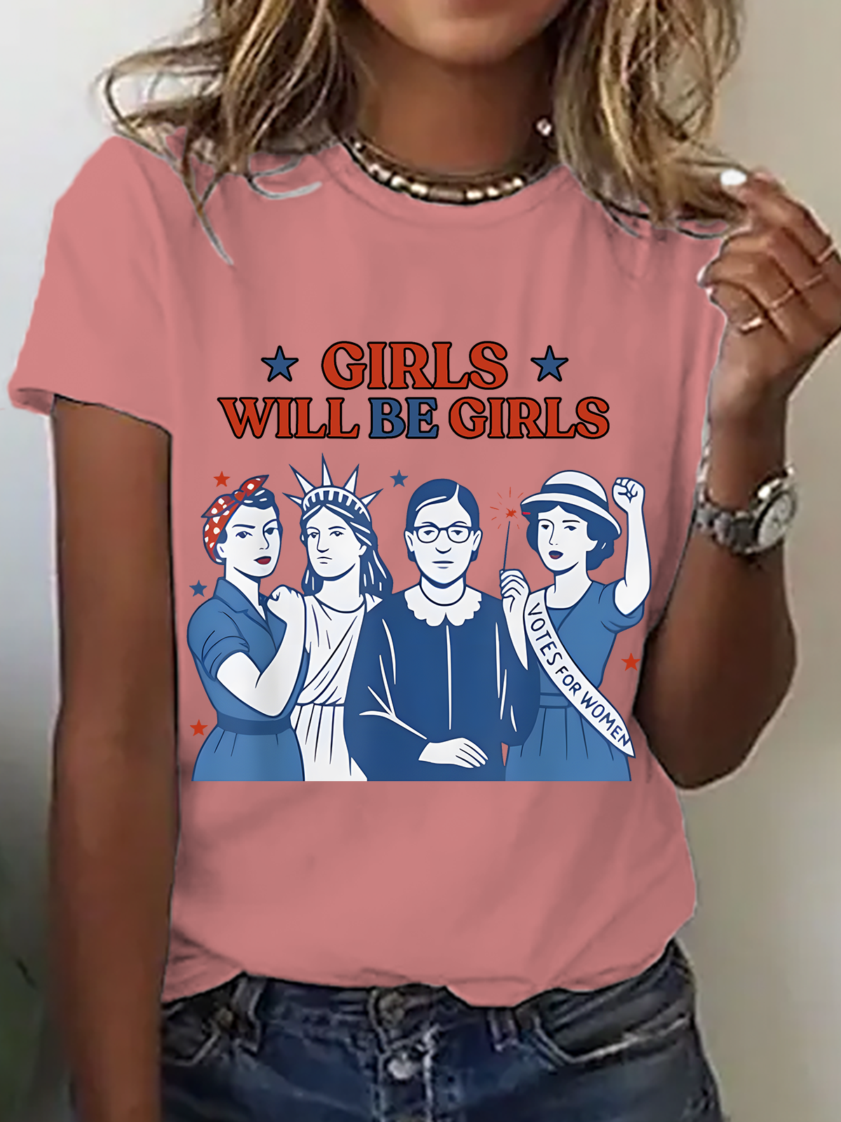 T-shirts Femmes Décontracté Été Lettres de texte Coton Quotidien Ample Manches Courtes Régulier Droit