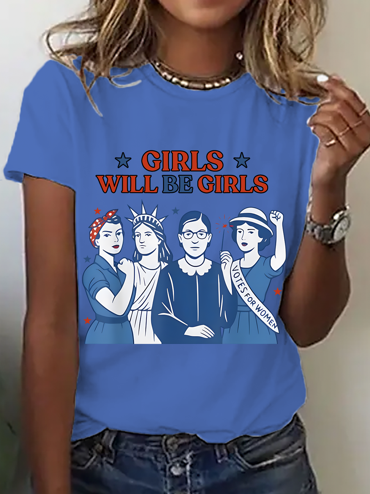 T-shirts Femmes Décontracté Été Lettres de texte Coton Quotidien Ample Manches Courtes Régulier Droit