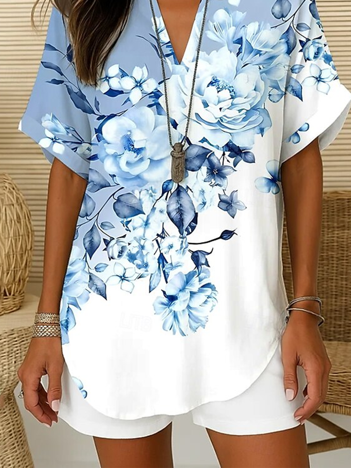 Blouses Femmes Simple Floral Été Polyester Aucune élasticité Quotidien Demi Manche Régulier Régulier