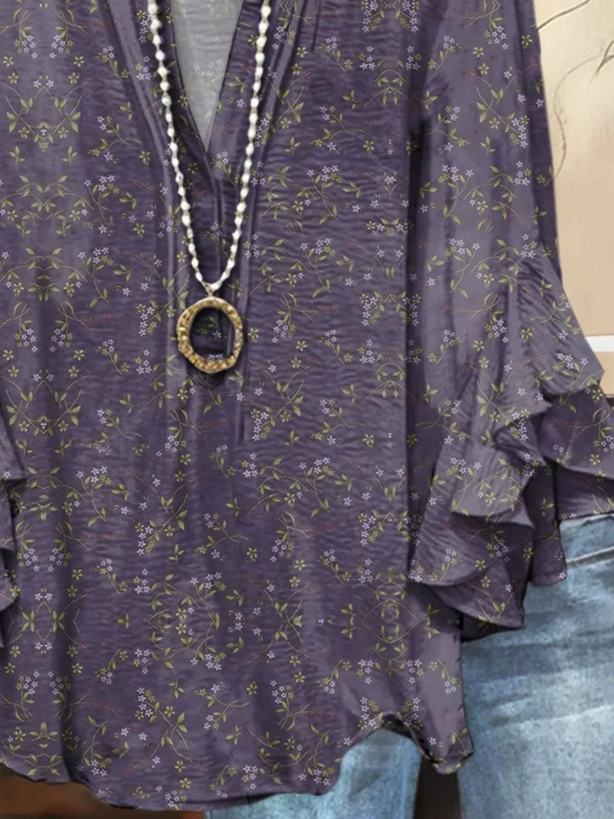 Blouses Femmes Fête Floral Été Coton Col V Quotidien Coupe Régulière Demi Manche Régulier