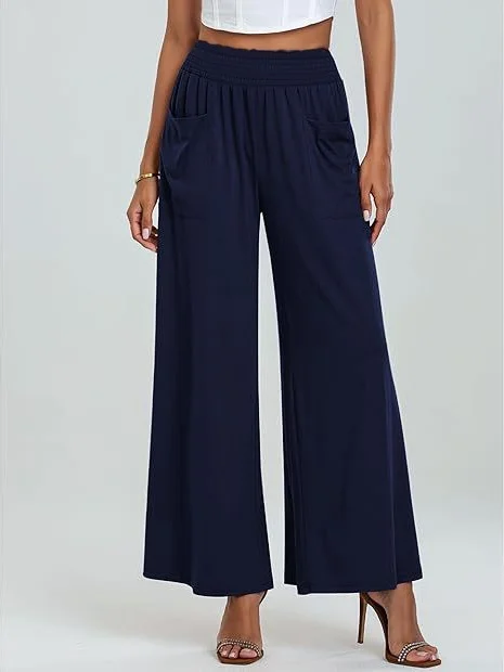 Pantalons Femmes Décontracté Plain Printemps / Automne Couture de poche Naturel Micro-élasticité Faire la navette Pantalons à Jambe Large Droit