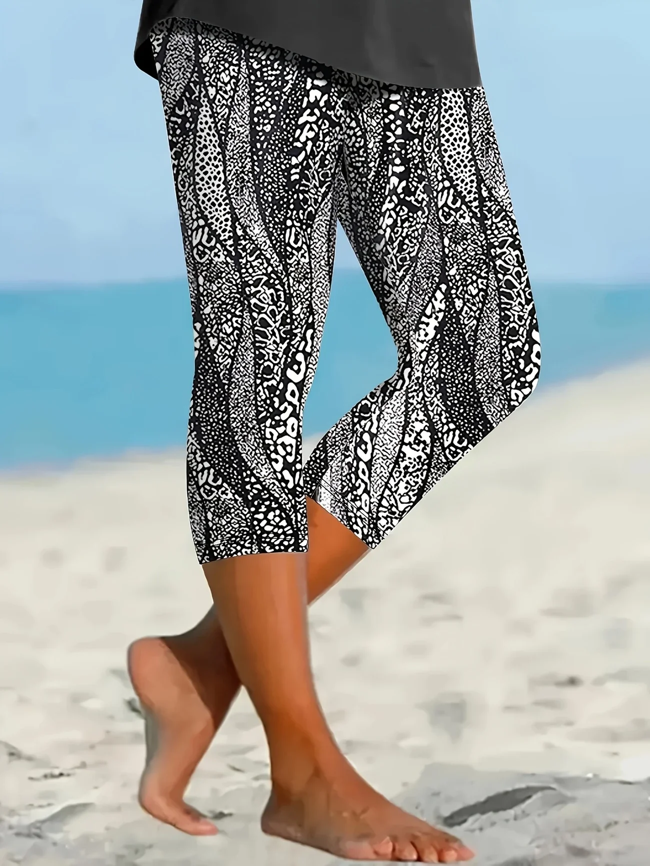 Pantalons Femmes Décontracté Abstrait Été Rayonne Naturel Aucune élasticité Corsaire Legging Régulier