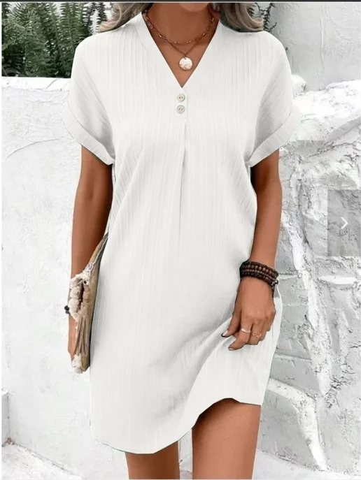 Femmes Plain Aqua Col V Confortable Joint Fendu Robe Maxi Rétro