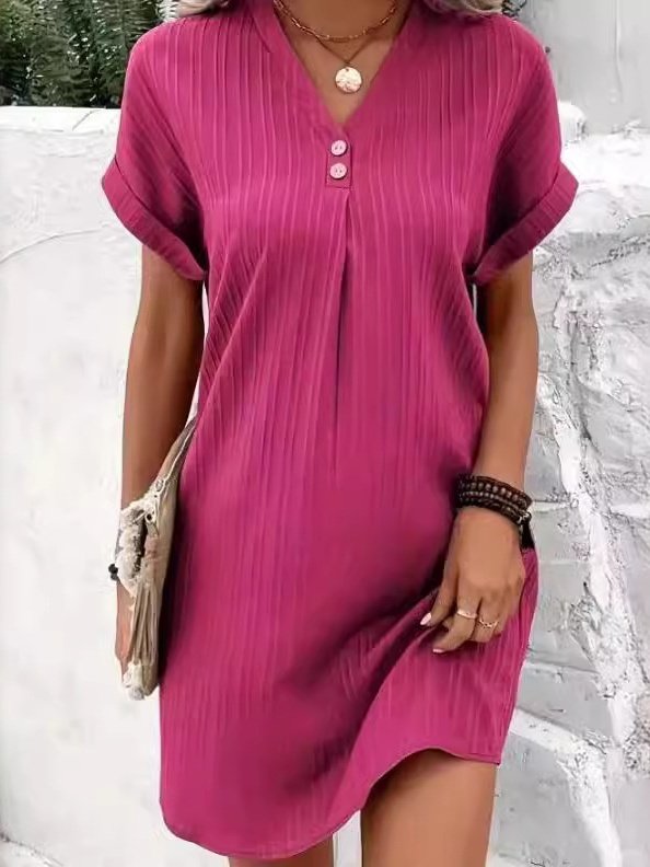 Femmes Plain Aqua Col V Confortable Joint Fendu Robe Maxi Rétro
