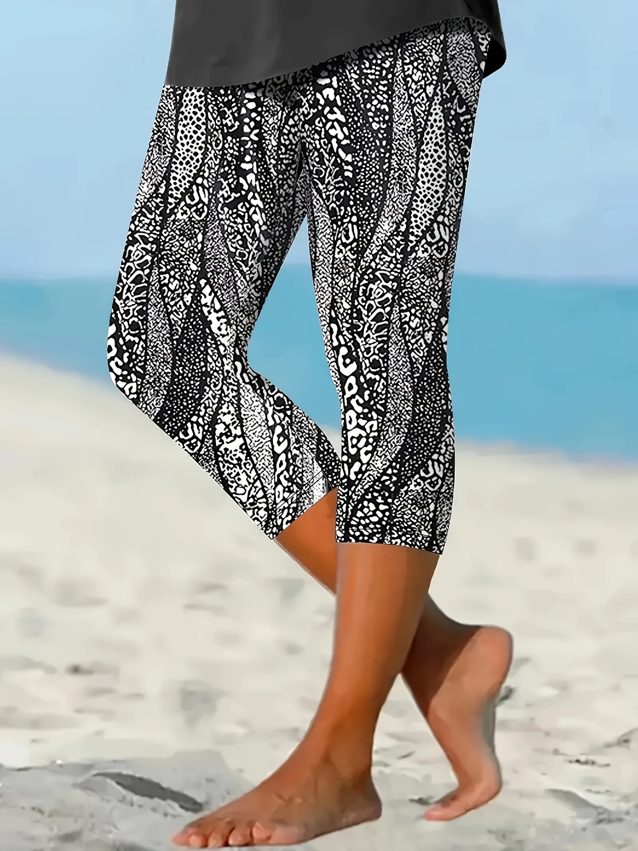 Pantalons Femmes Décontracté Abstrait Été Rayonne Naturel Aucune élasticité Corsaire Legging Régulier