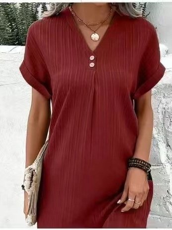 Femmes Plain Aqua Col V Confortable Joint Fendu Robe Maxi Rétro