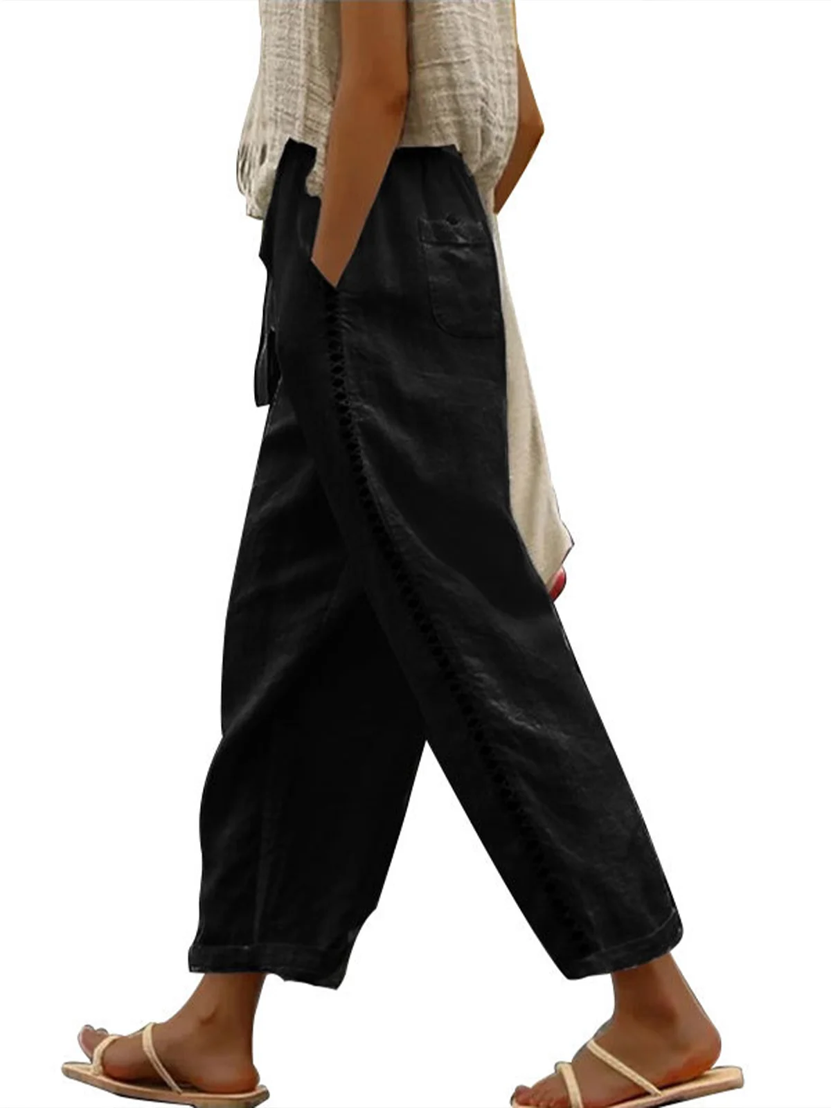 Pantalons Décontracté Plain Printemps / Automne Quotidien Taille Moyenne Pantalon à la cheville Pantalon droit Droit Régulier pour Femmes