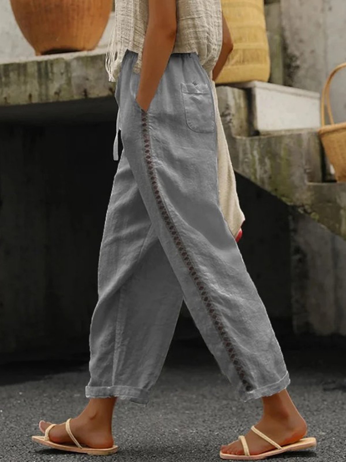 Pantalons Décontracté Plain Printemps / Automne Quotidien Taille Moyenne Pantalon à la cheville Pantalon droit Droit Régulier pour Femmes