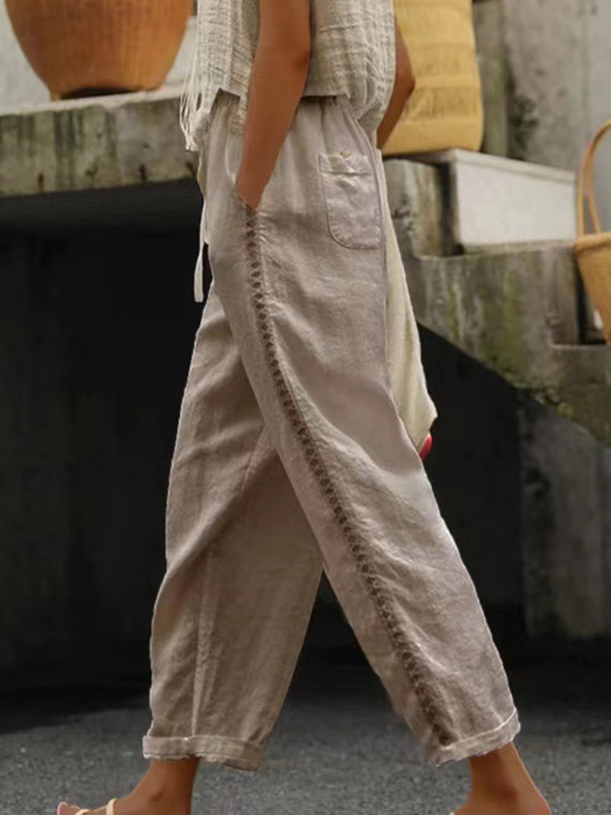 Pantalons Décontracté Plain Printemps / Automne Quotidien Taille Moyenne Pantalon à la cheville Pantalon droit Droit Régulier pour Femmes