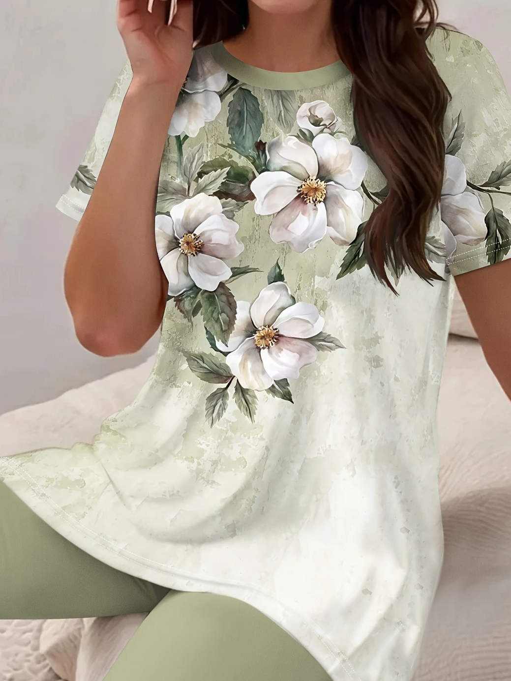 Deux Pièces Ensembles Femmes Décontracté Floral Été Polyester Imprimé Quotidien Coupe Régulière Droit Régulier