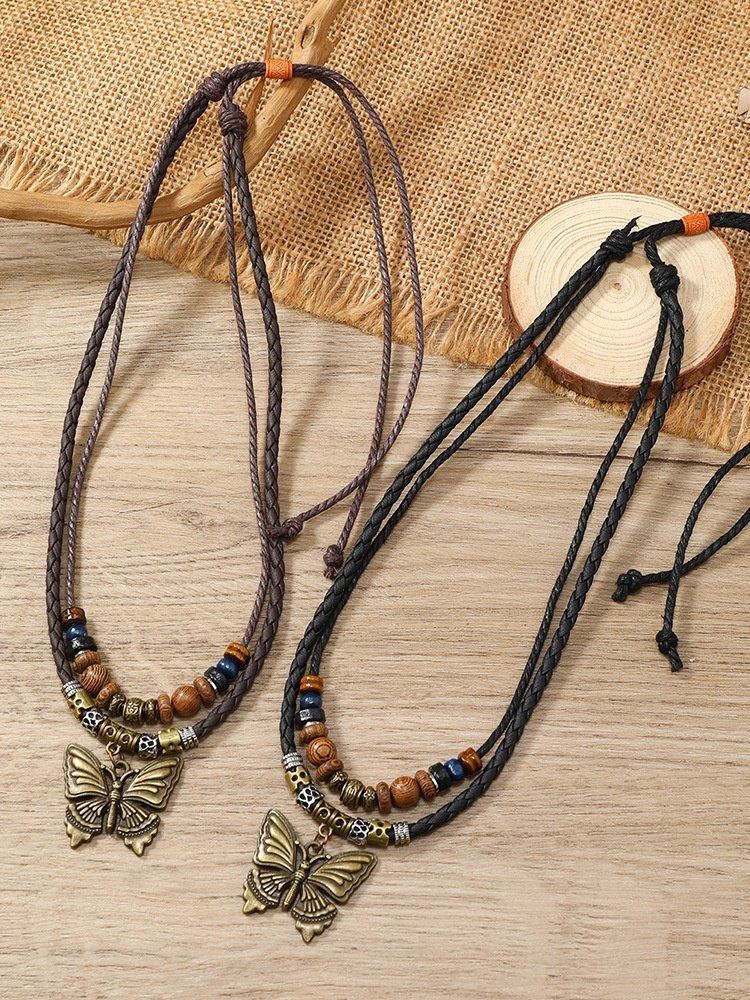 Collier Bloc de Couleur Rue Toutes Les Saisons Joint Fendu Fête Métal Rétro Style Pendentif Collier pour Femmes