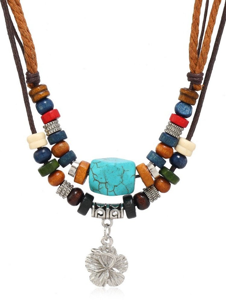 Collier Bloc de Couleur Rue Toutes Les Saisons Joint Fendu Fête Métal Rétro Style Pendentif Collier pour Femmes